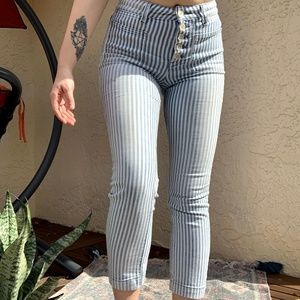 Striped High-Waist Jeans